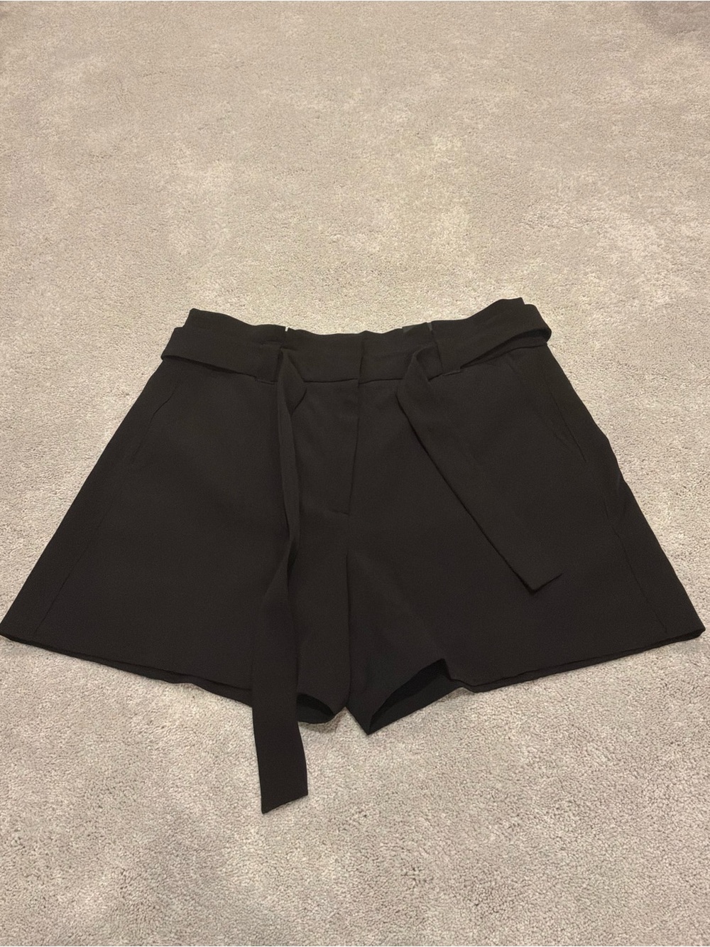 White House Black Market Black High-Waist Paperbag Tie Shorts